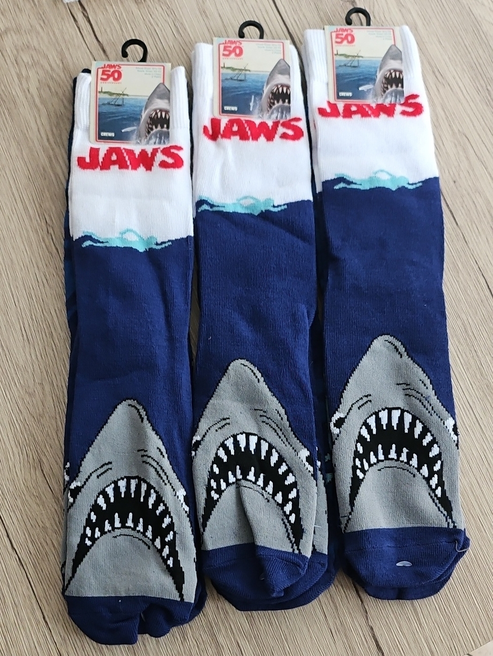 Jaws Graphic Crew Socks - Navy, White & Red